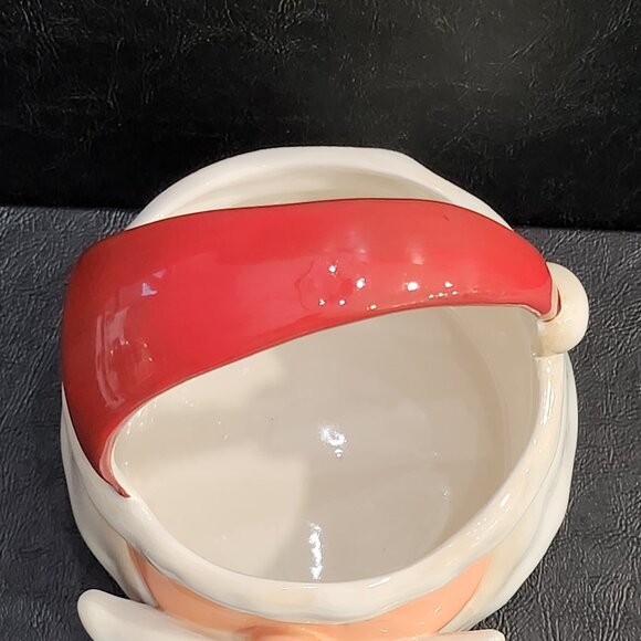 Cute Santa Claus Face Ceramic Basket Holiday Decor - Picture 2 of 10